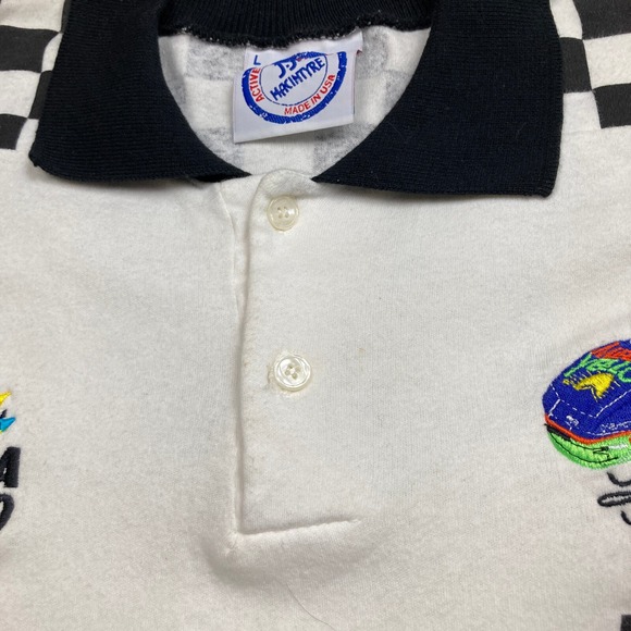 Vintage Nascar Polo Shirt Mens L White Black Kyle Petty 42 Mello Yello 90s USA - Picture 8 of 16